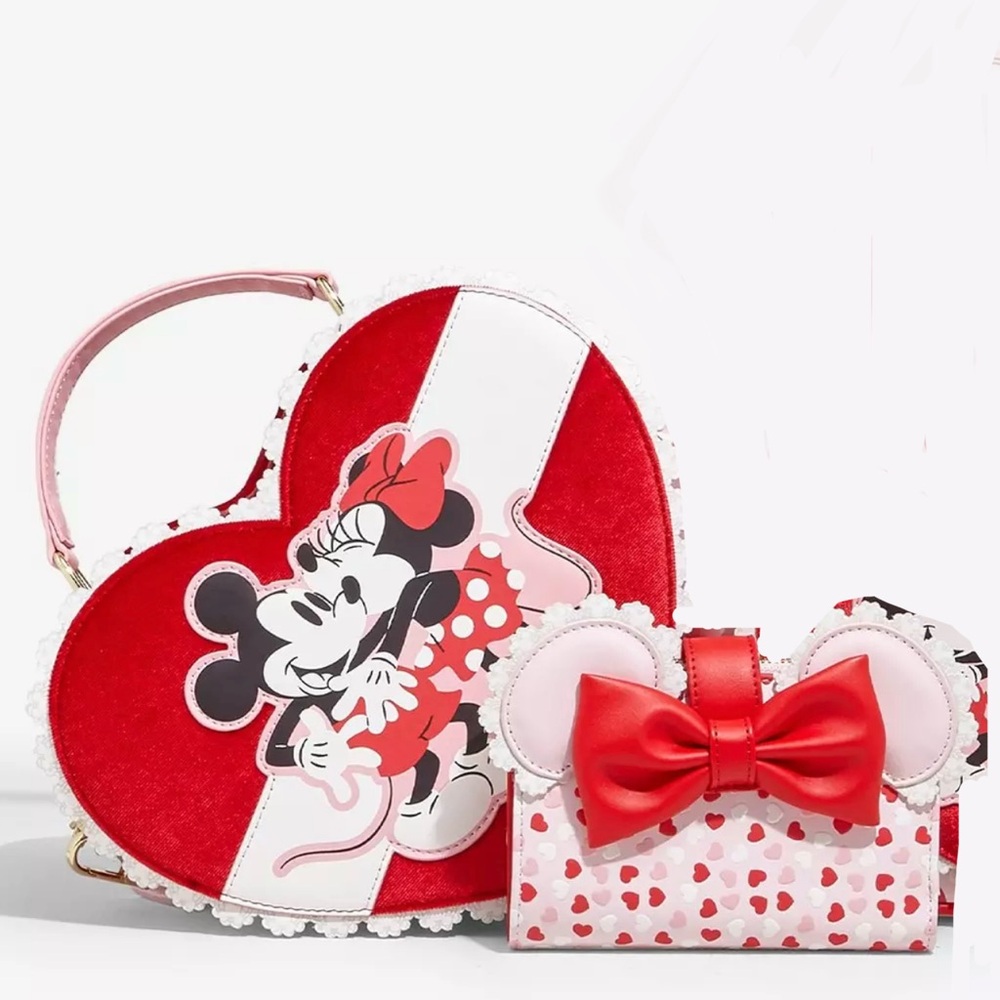 Loungefly Disney Mickey & Minnie Valentine's Chocolate Heart Box Crossbody Set